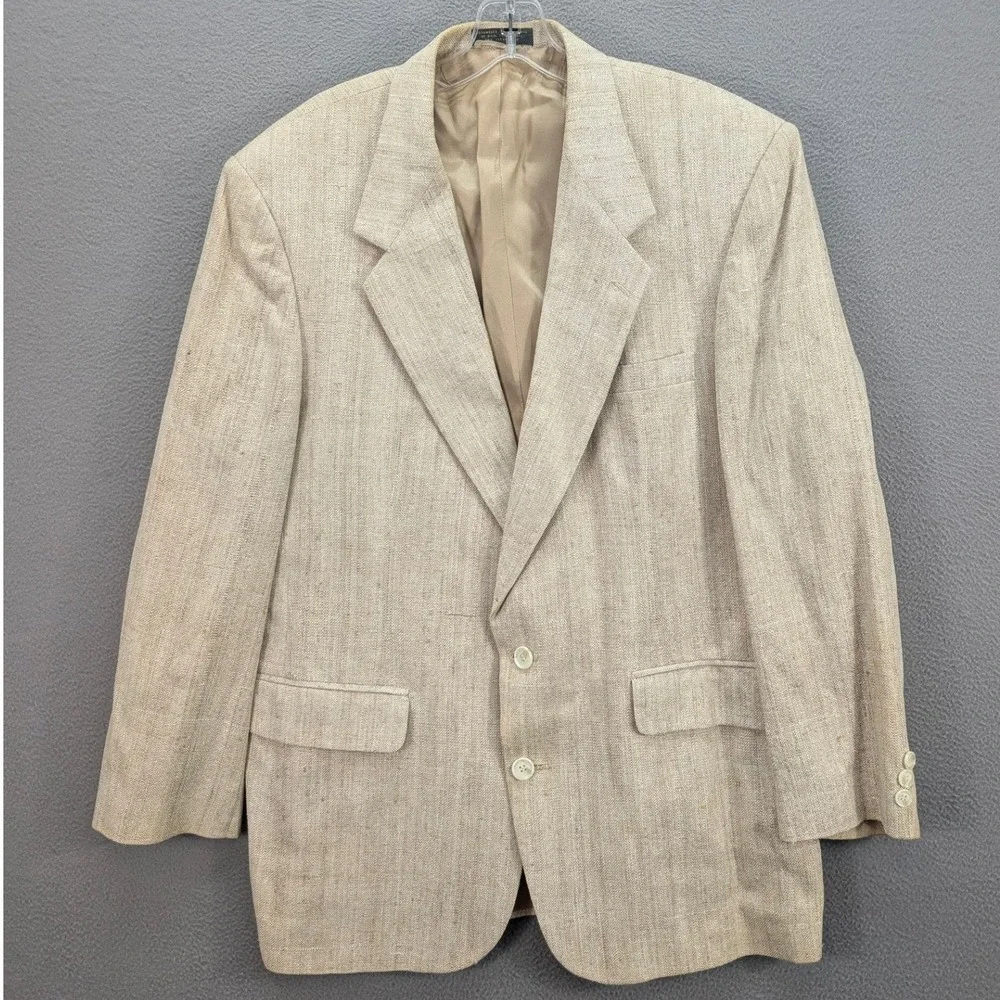 Towncraft Mens Vintage Beige Textured Two Button Blazer Sport Coat Size 42R